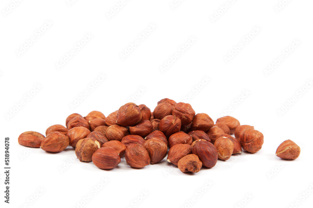 Hazelnuts isolated on the white background Hazelnuts isolated on the white background