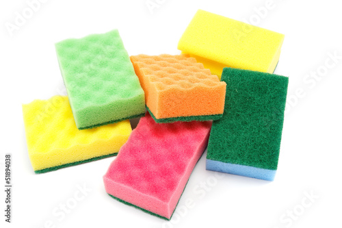 cleaning sponges on a white background.