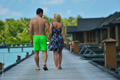 happy young couple at summer vacation have fun and relax
