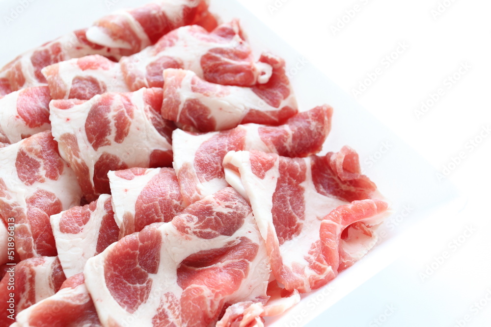 freshness slided pork on food tray freshness slided pork on food tray
