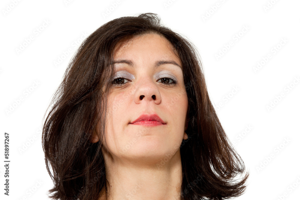 closeup of nice woman, isolated on white background closeup of nice woman, isolated on white background