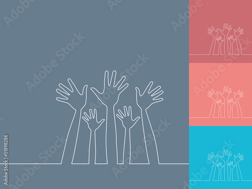 Simple line illustration of hands vector.