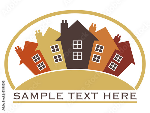 Houses or real estate on a a hill design.