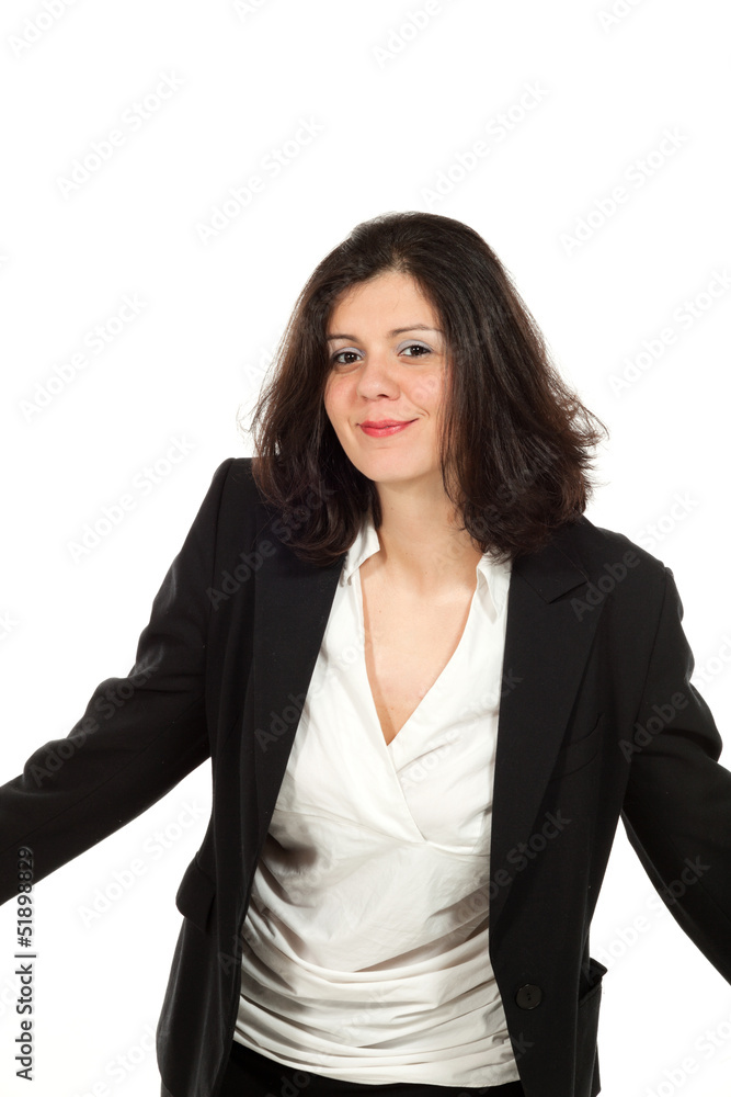 nice woman with black jacket, portrait in studio nice woman with black jacket, portrait in studio