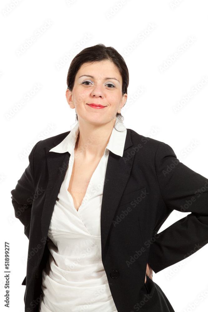 nice woman with black jacket, portrait in studio nice woman with black jacket, portrait in studio