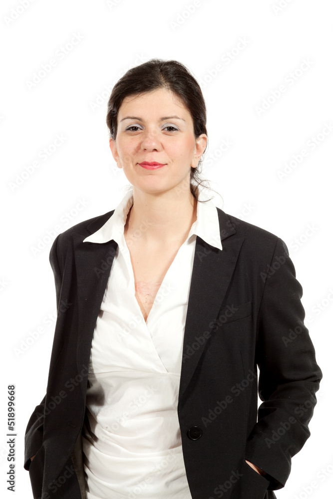 nice woman with black jacket, portrait in studio nice woman with black jacket, portrait in studio