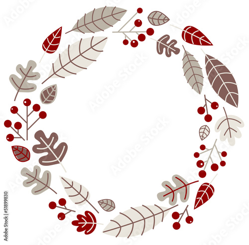 Xmas retro holiday wreath isolated on white