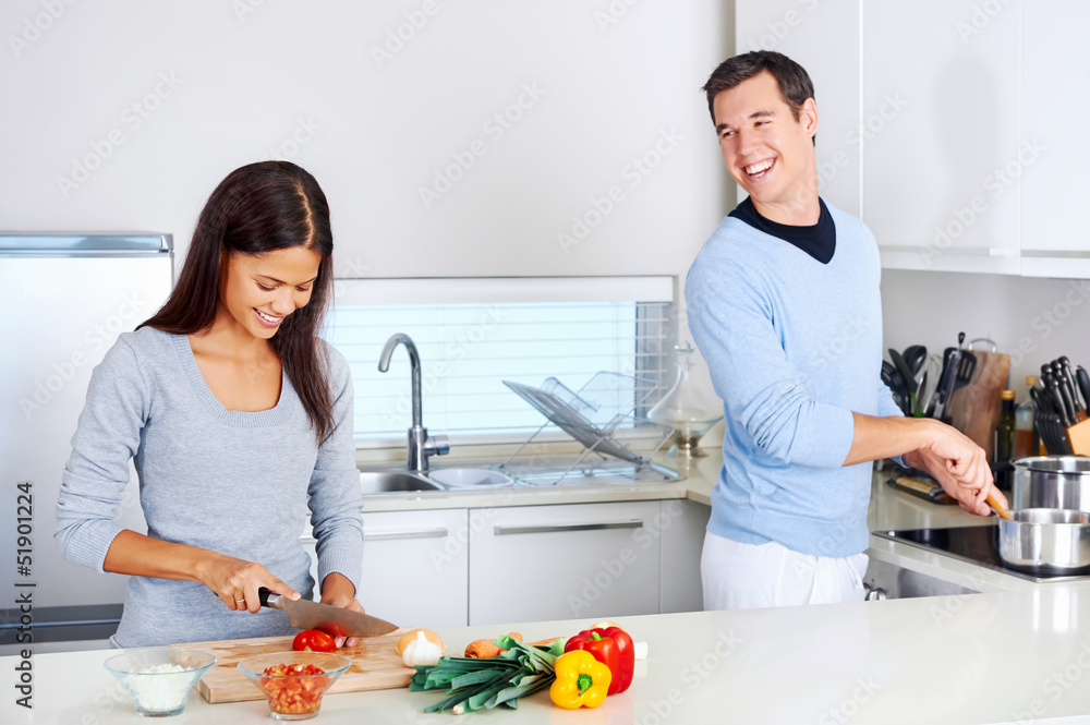 Obraz premium couple cooking