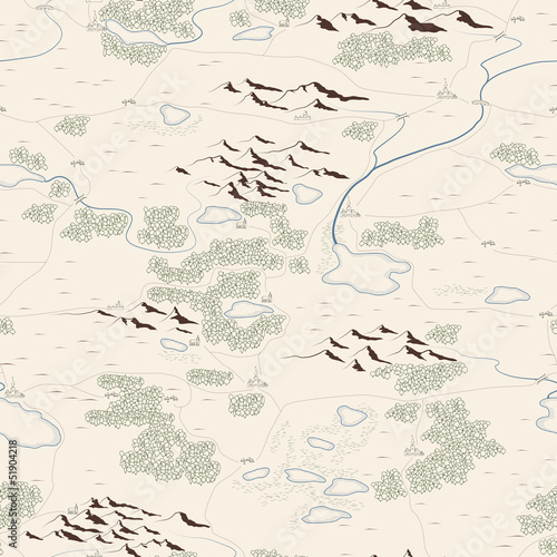 Seamless background of artistic painted map.