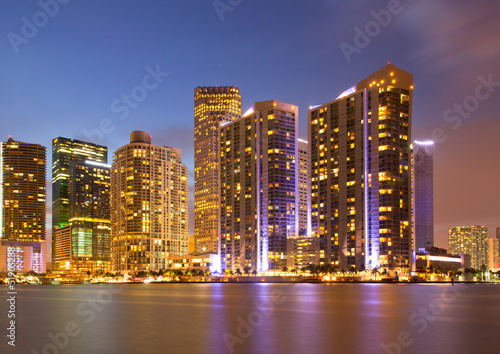 City of Miami Florida, colorful night panorama