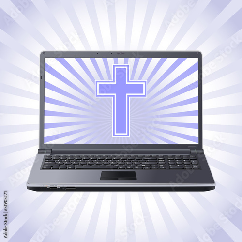 cross on the laptop screen