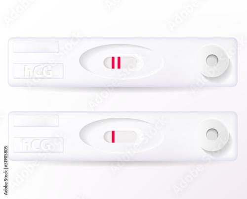 Vector positive and negative pregnancy tests isolated on white.
