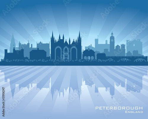 Peterborough England city skyline silhouette