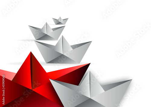 red origami boat