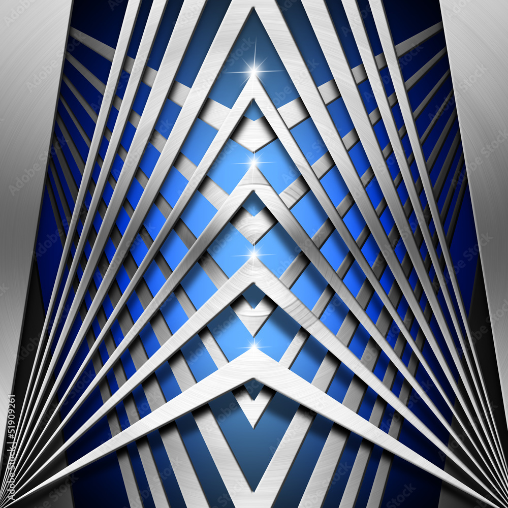 Blue and Metal Geometric Background