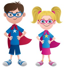 Stickers Superhelden Superheldenkinderen in heldhaftige houding  © Malchev