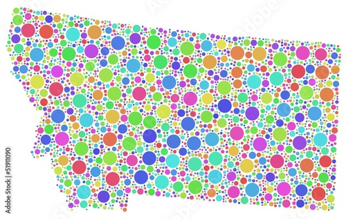Map of Montana - USA - in a mosaic of harlequin bubbles