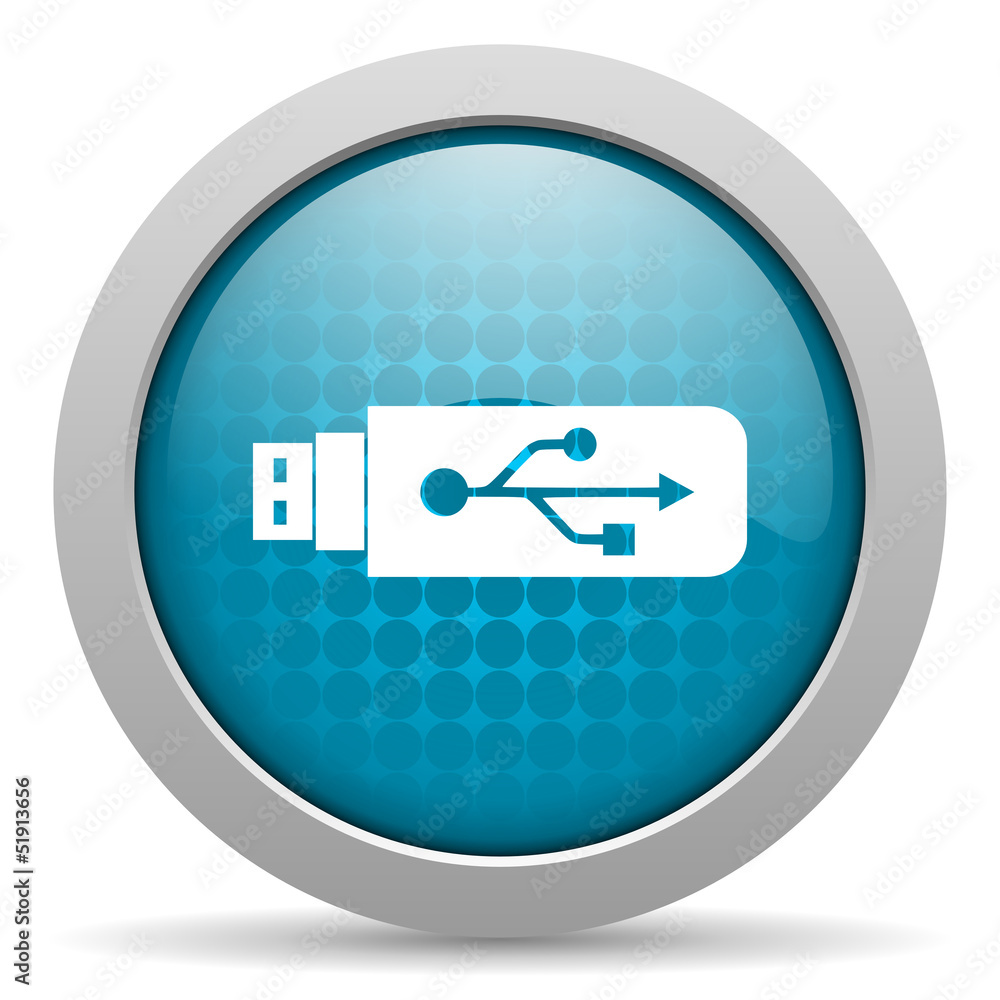 usb blue circle web glossy icon