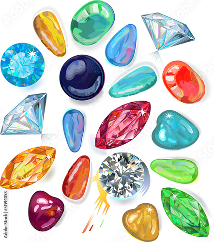 Array of precious stones. Vector Illustration, EPS8