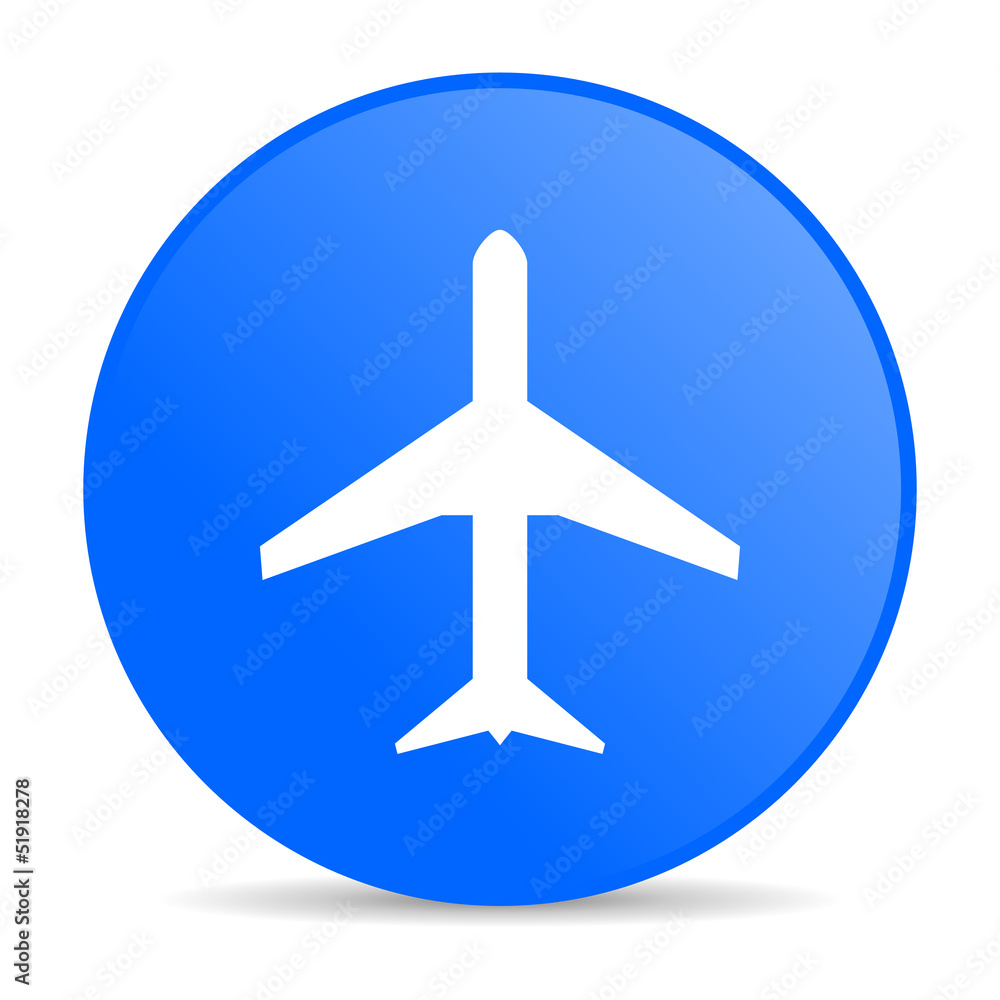 airplane blue circle web glossy icon