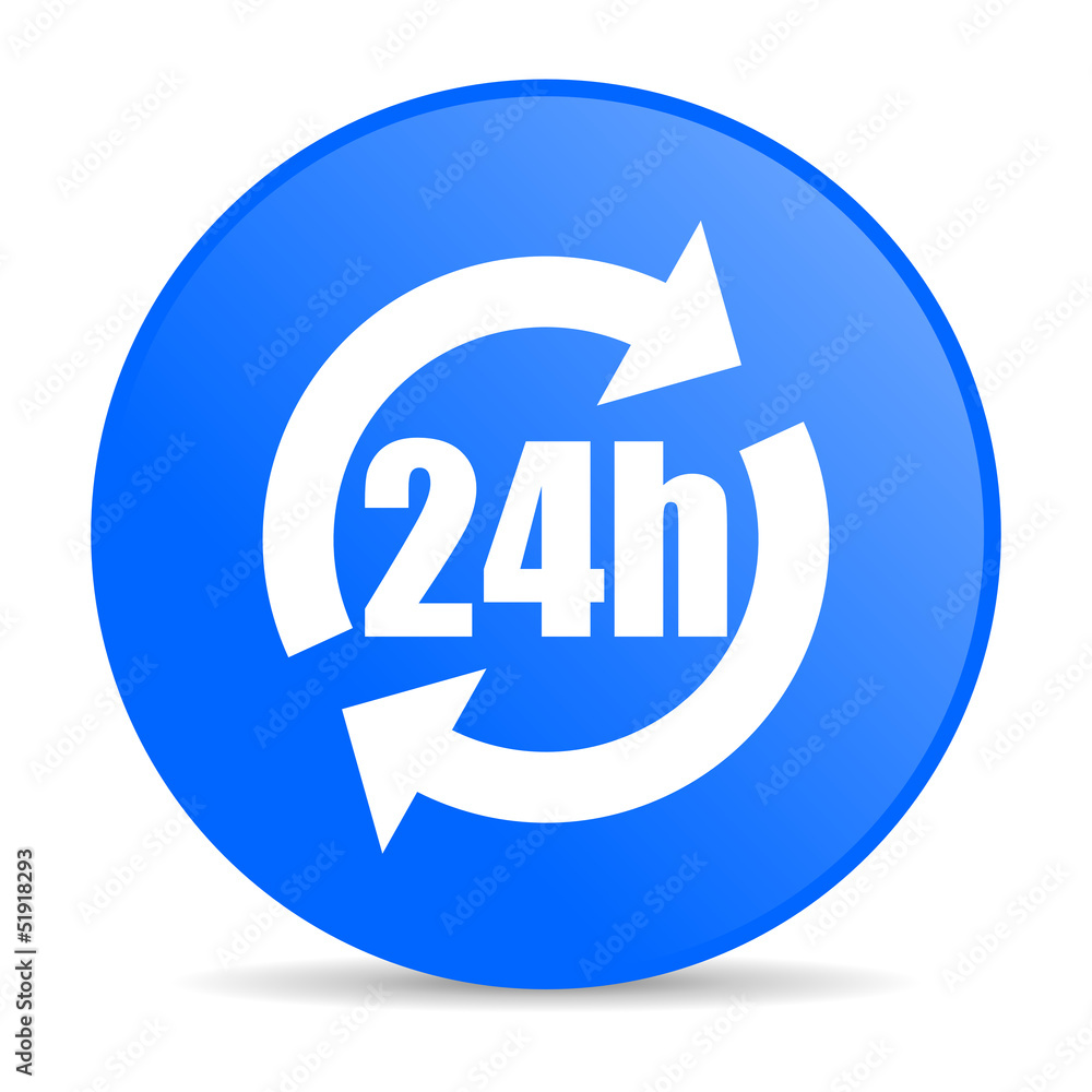 24h blue circle web glossy icon 24h blue circle web glossy icon