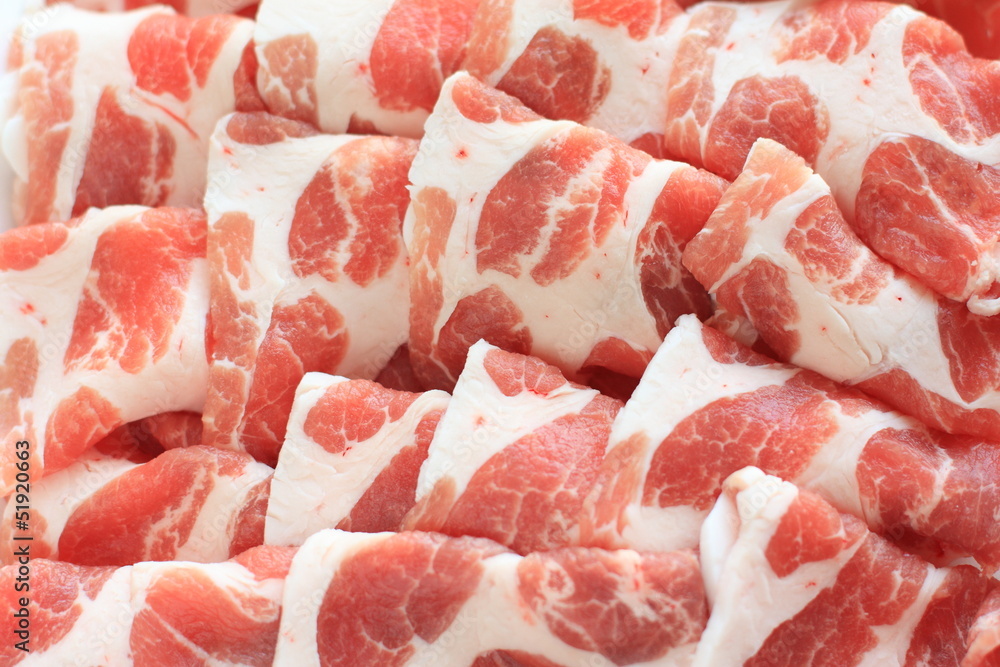 Freshness sliced pork for Japanese shabushabu Freshness sliced pork for Japanese shabushabu