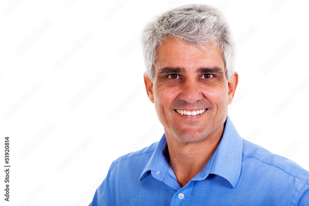senior man on white background