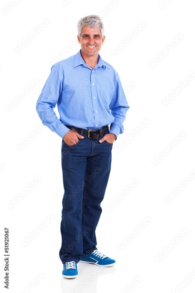 Fototapeta premium middle aged man standing on white background