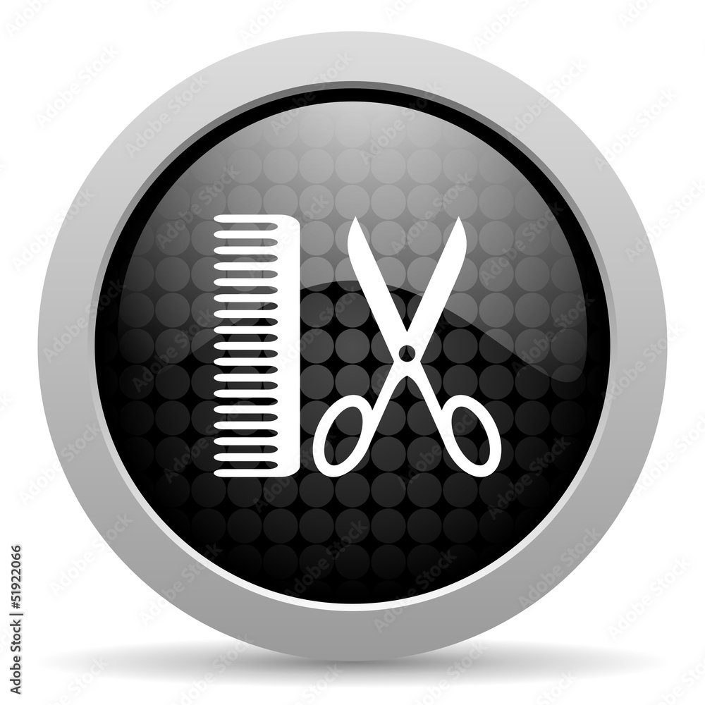 barber black circle web glossy icon barber black circle web glossy icon