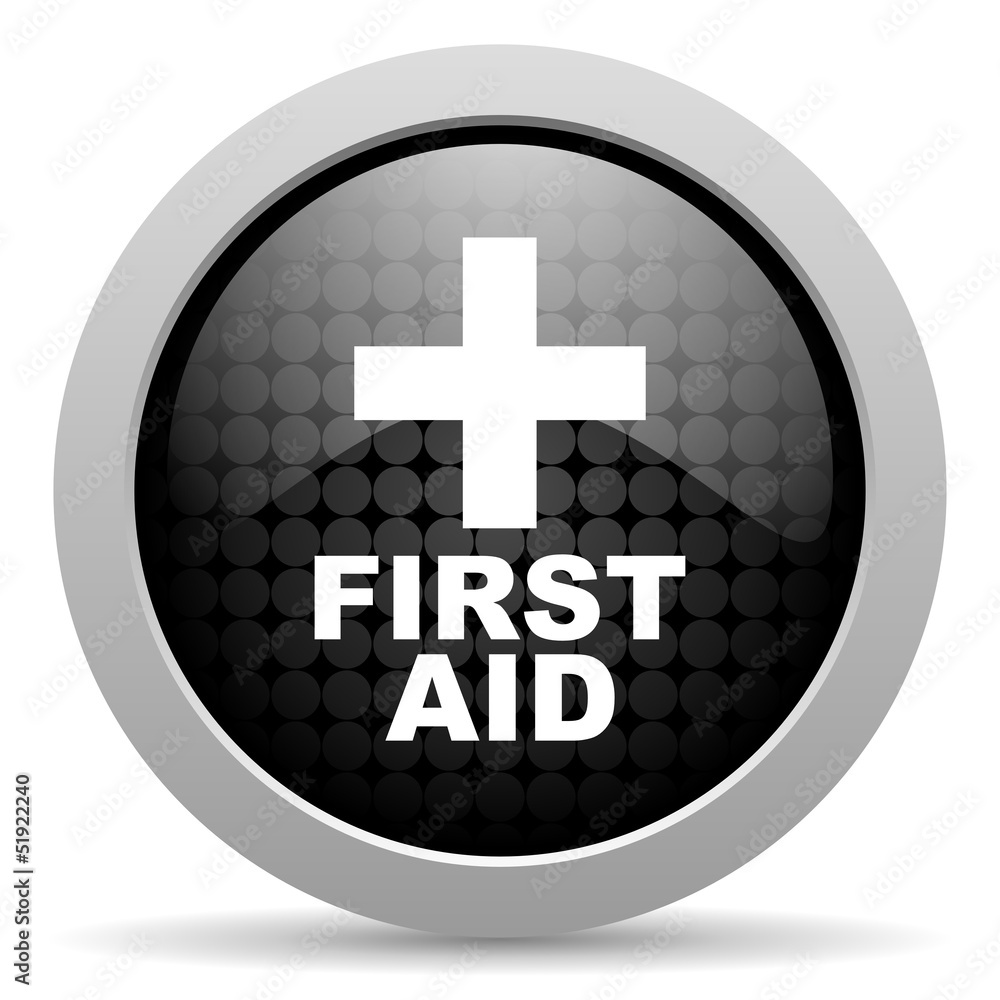 Obraz premium first aid black circle web glossy icon