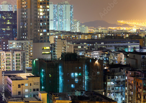Hong Kong downtown building at night