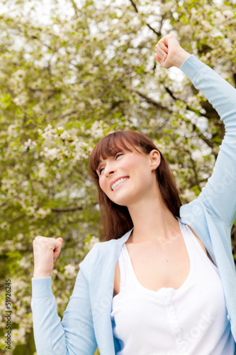 happy carefree park woman