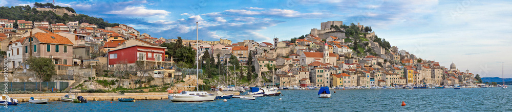Historic town of Sibenik waterfront panorama