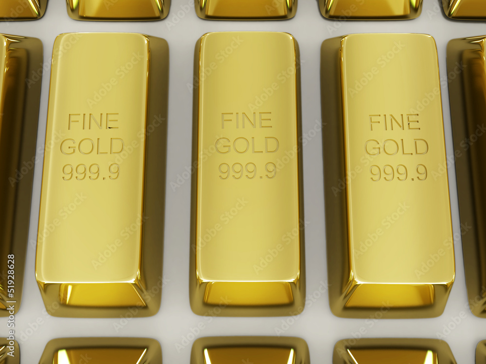 golden bars on white background