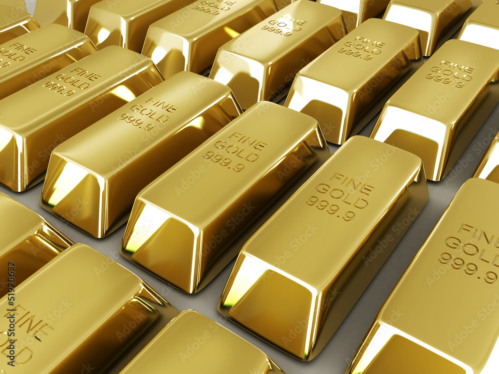 golden bars on white background golden bars on white background