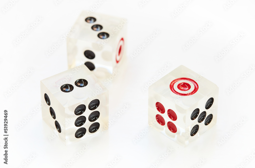 glass dices on the white background glass dices on the white background