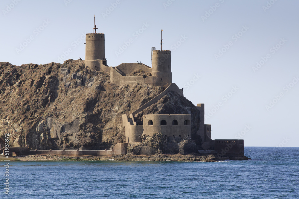 Sea fortifications at the entrance to Old Muscat