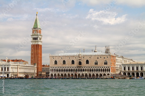 Venice waterfront, St Marks area with Doge Palace and campanile.