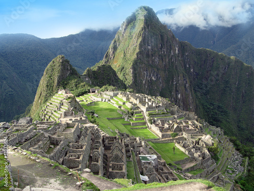 Machu Picchu overview. Lost temple city of incas. Peru
