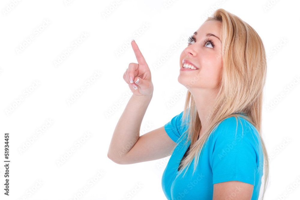 Young beautiful caucasian teenage girl looking up - Caucasian Young beautiful caucasian teenage girl looking up - Caucasian
