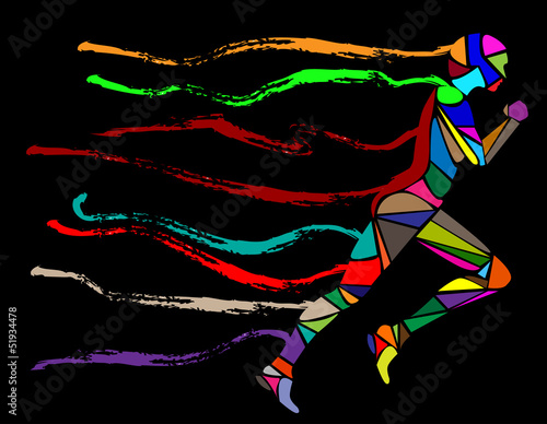 sagoma composta da colori che corre