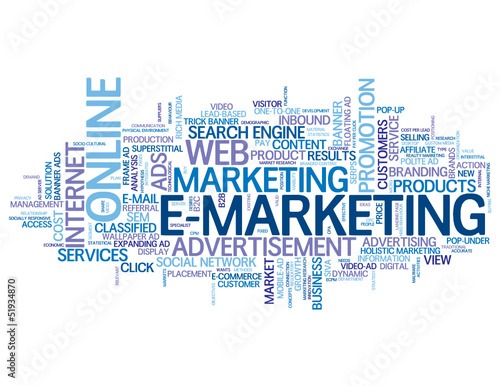 E-MARKETING Tag Cloud (online advertising e-business commerce)