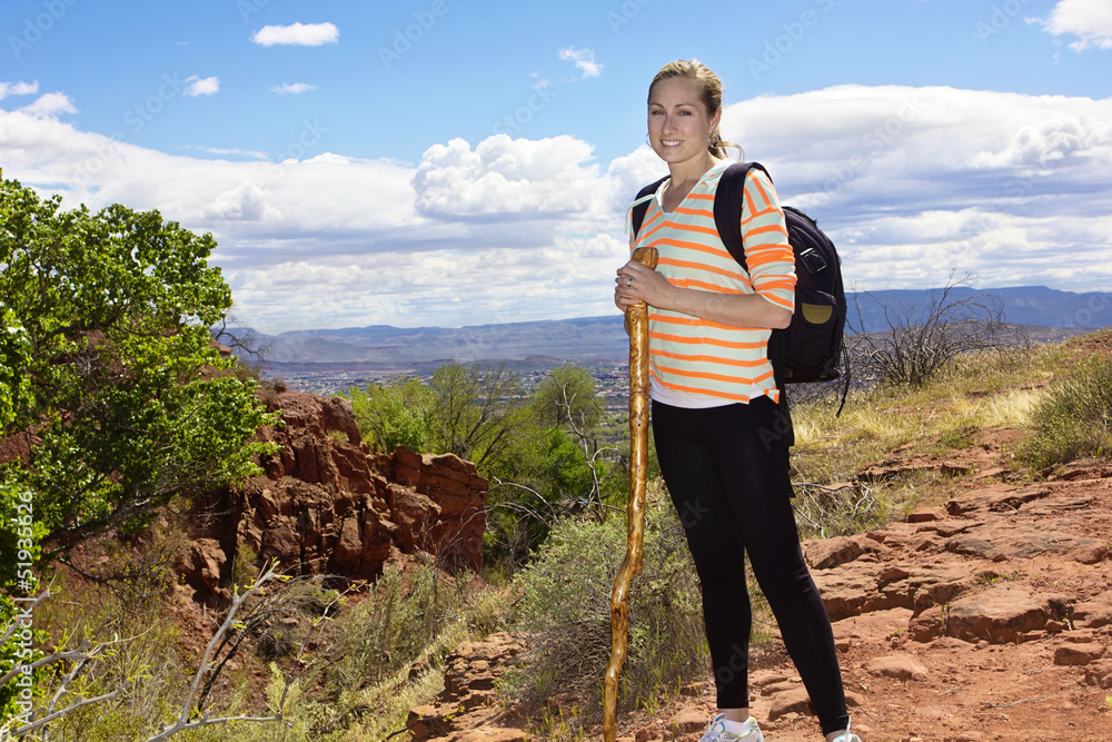 Female Hiker in the Desert Mountains