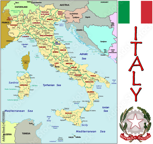 Italy Europe emblem map symbol administrative divisions