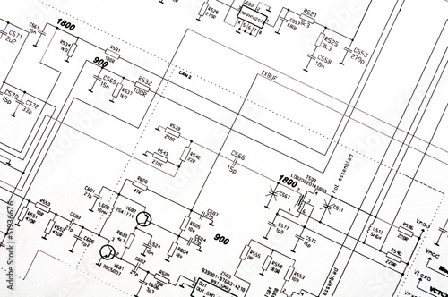 Detailed technical drawing with a lot of calculations.