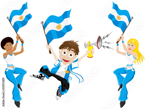 Argentina Sport Fan with Flag and Horn
