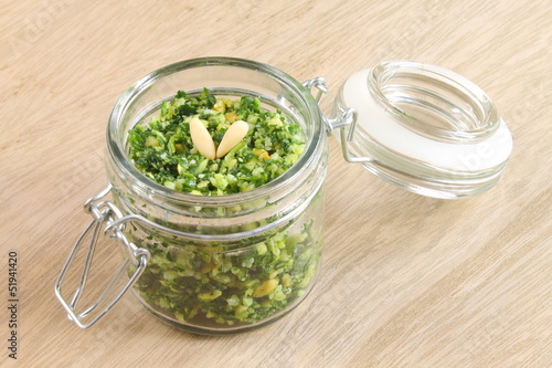 Pesto sauce in a jar