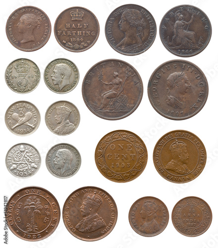 Fotografía collection of old coins (Great Britain, India, Ceylon)
