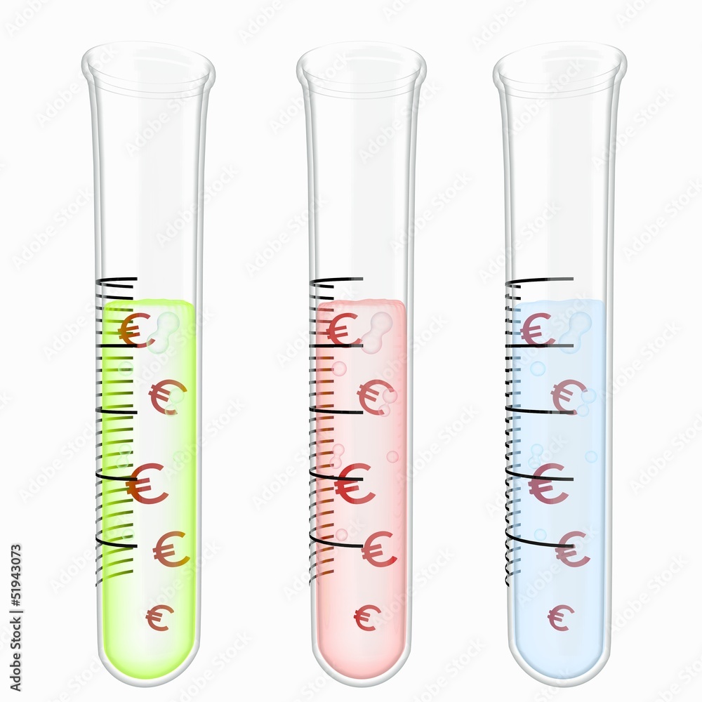 3d graphic of a financial Euro icon particles in test glass 3d graphic of a financial Euro icon particles in test glass