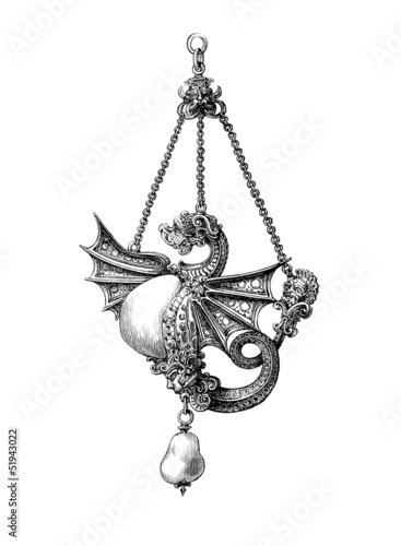 Canvastavla Jewel : Dragon - 16th century